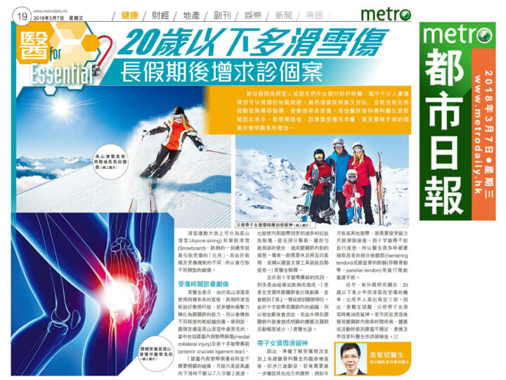 20歲以下多滑雪傷 長假期後增求診個案