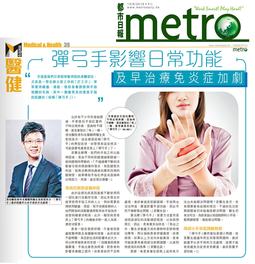 彈弓手影響日常功能 及早治療免炎症加劇